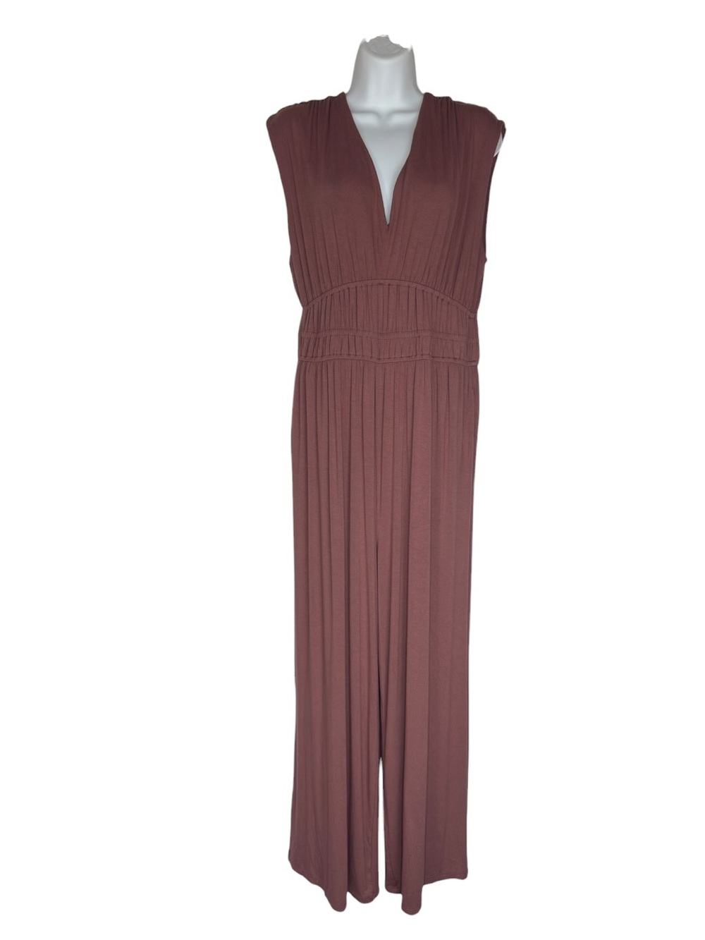 Old Navy Warm Taupe Boho Wide Leg Sleeveless Comfy Romper Jumpsuit Large - Picture 2 of 7